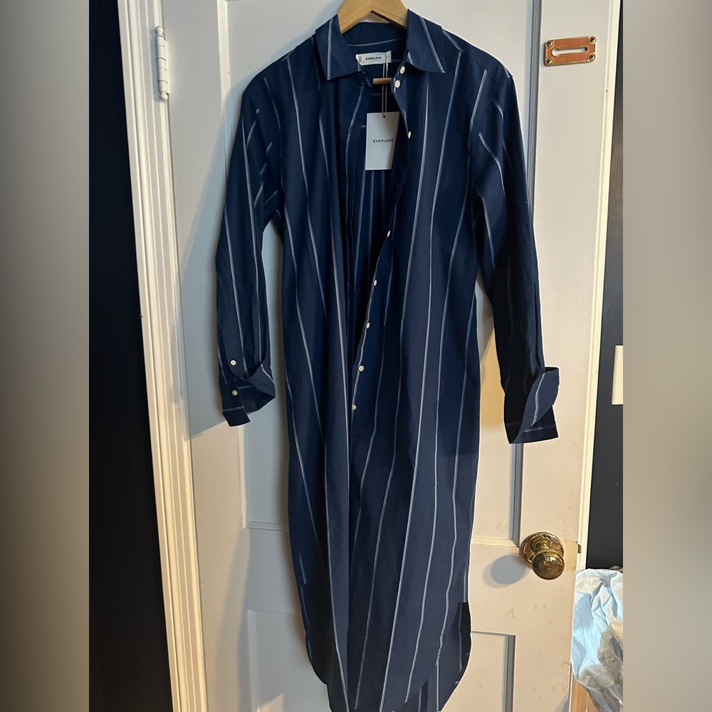 Everlane Navy Blue MIDI SHIRTDRESS IN ULTRASOFT COTTON